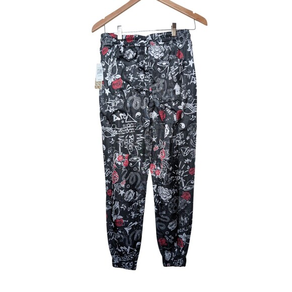 Fresh Prints of Bel-Air Graffiti Jogger Pants Black Red Roses Men’s Medium NWT - Picture 2 of 6